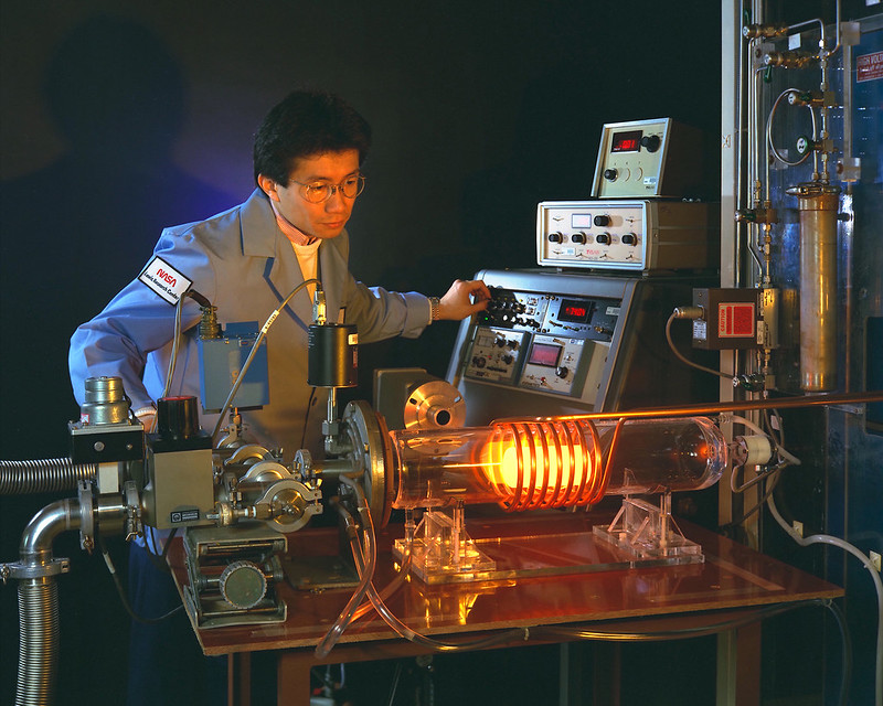 A man working in an electrical lab.