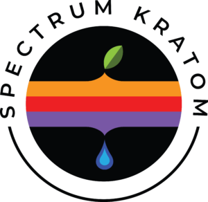 A green circle with the words " spectrum kratom ".